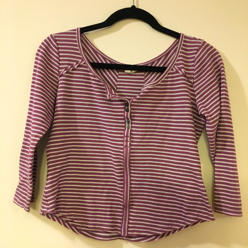 We The Free | Cropped Stripe Henley Size M